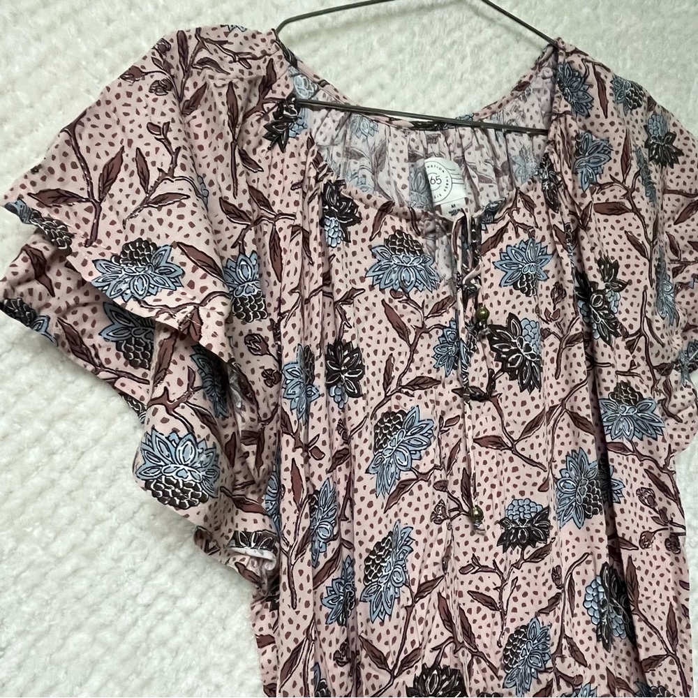 Destination 365 Womens Midi Dress Floral Short Sleeves Pockets Size Medium - Picture 6 of 10